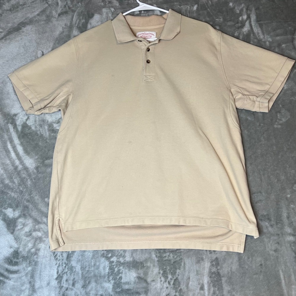 Vintage CC Filson Genuine Garment Polo Shirt Mens Large Tan Short Sleeve READ‎
